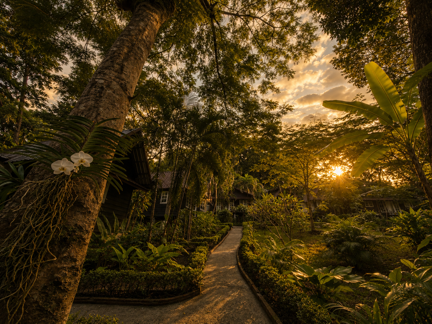 Vanara Resort surrounded by dense tropical vegetation in Koh Chang