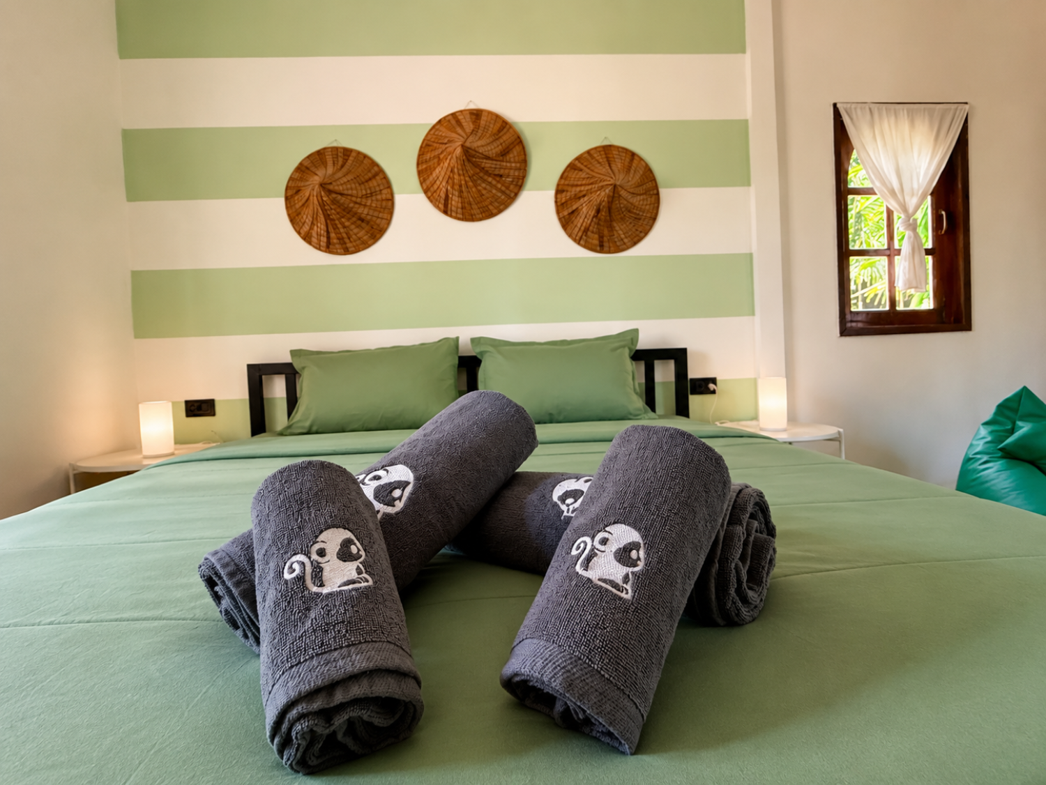 King-size bed inside a Jungle Bungalow at Vanara Eco Resort