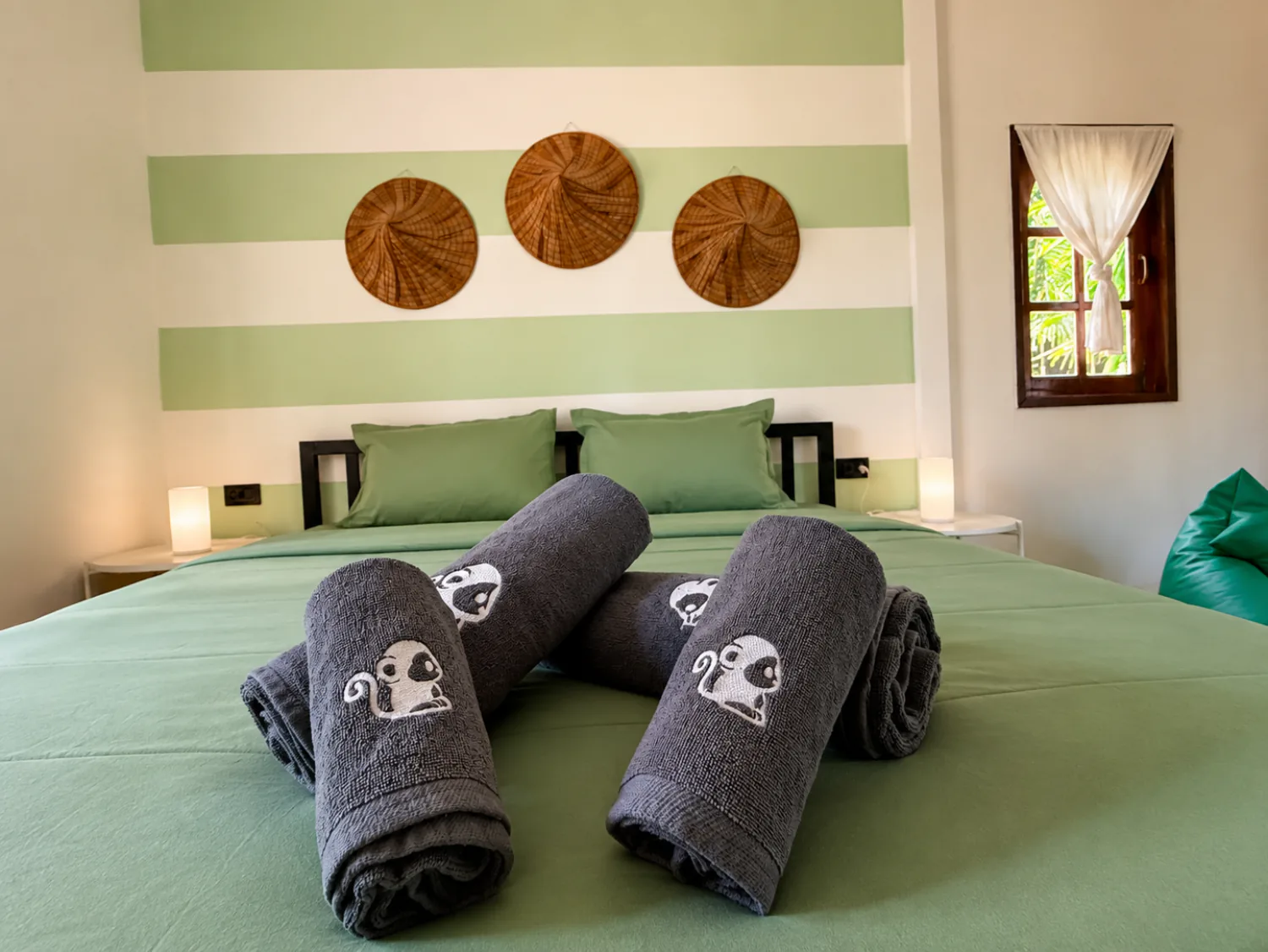 King-size bed inside a Jungle Bungalow at Vanara Retreat