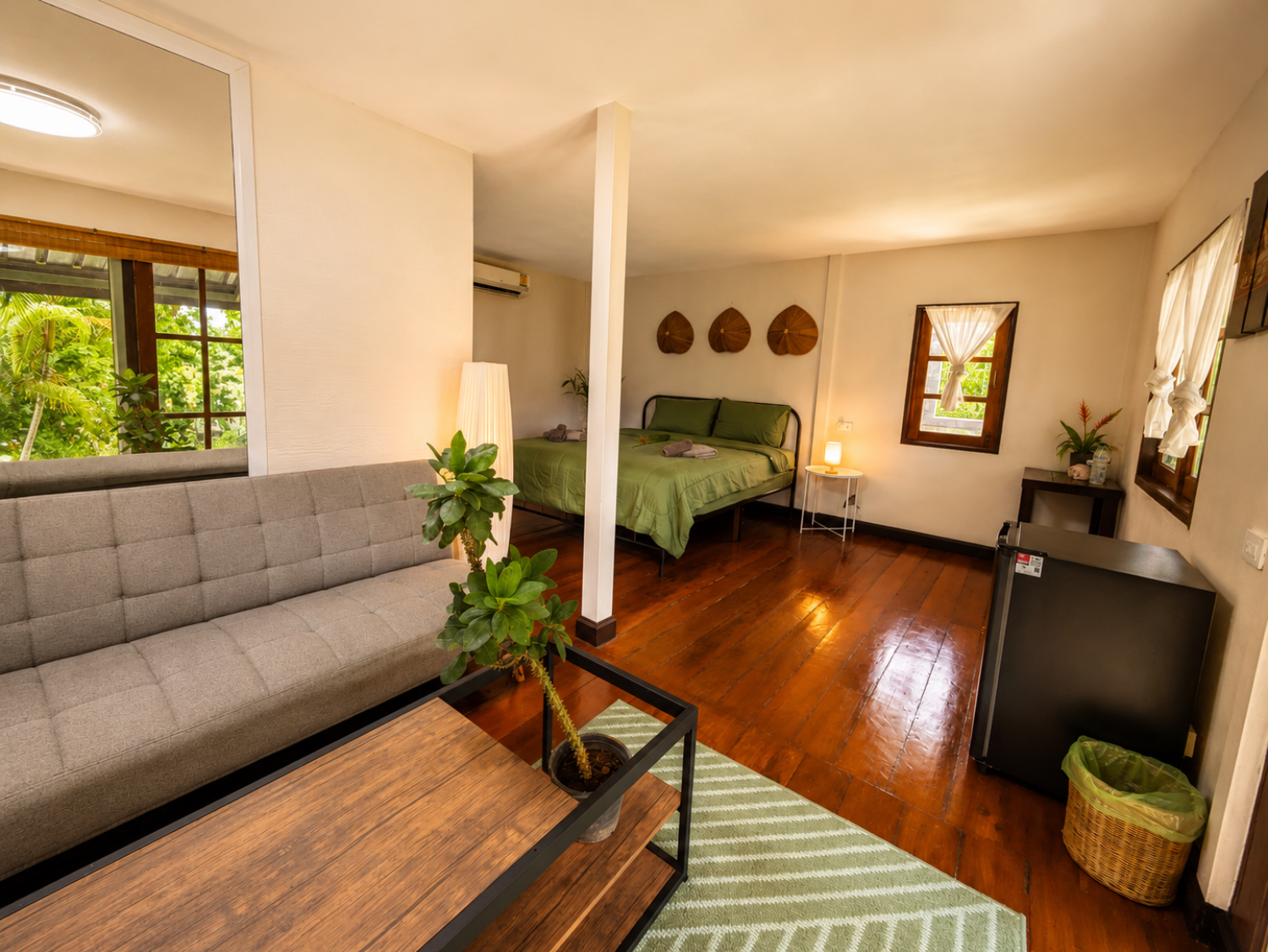 King-size sleeping area inside a Jungle Villa at Vanara Eco Resort