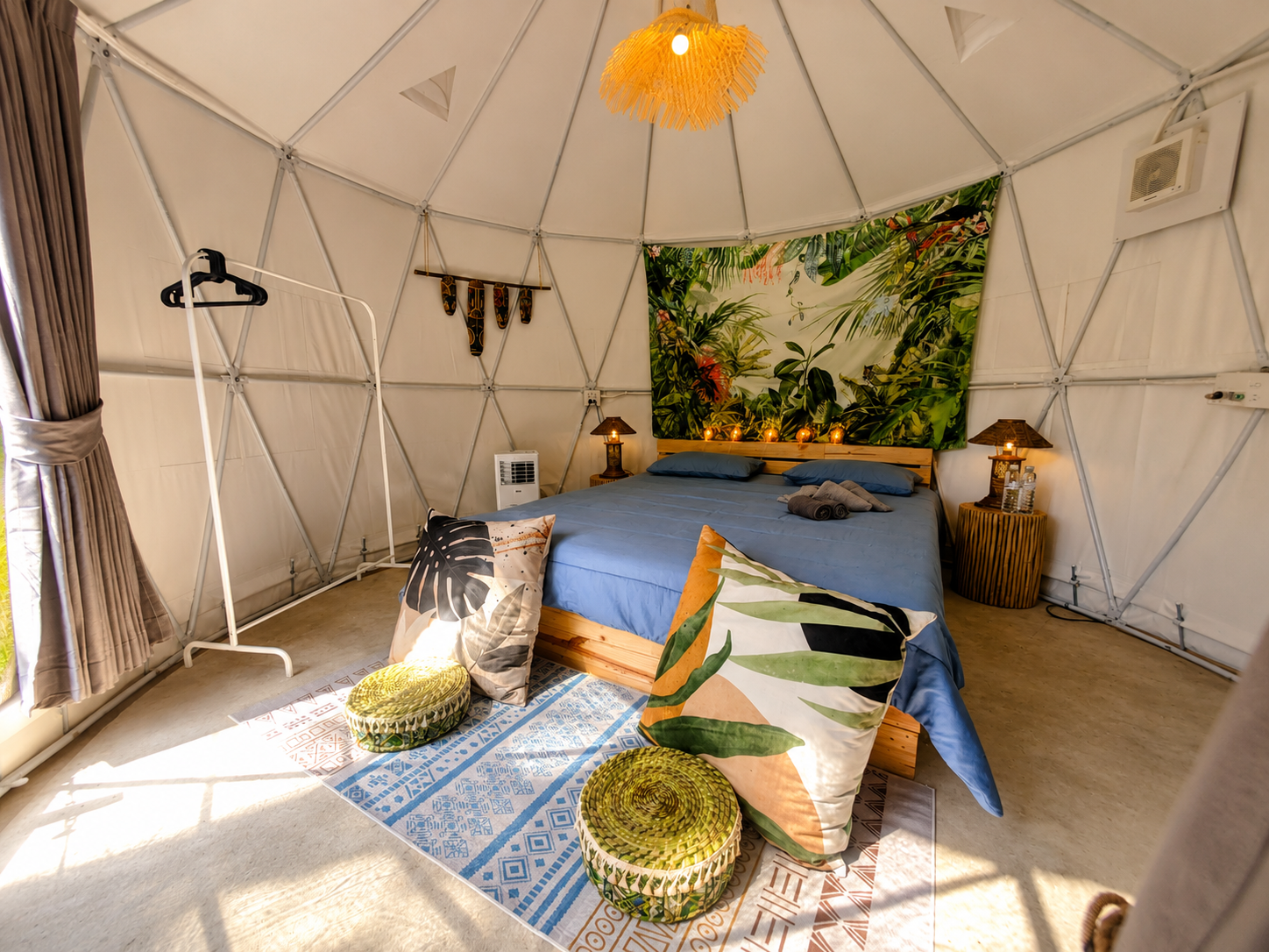 Complete interior of a Glamping Yurt at Vanara Eco Resort